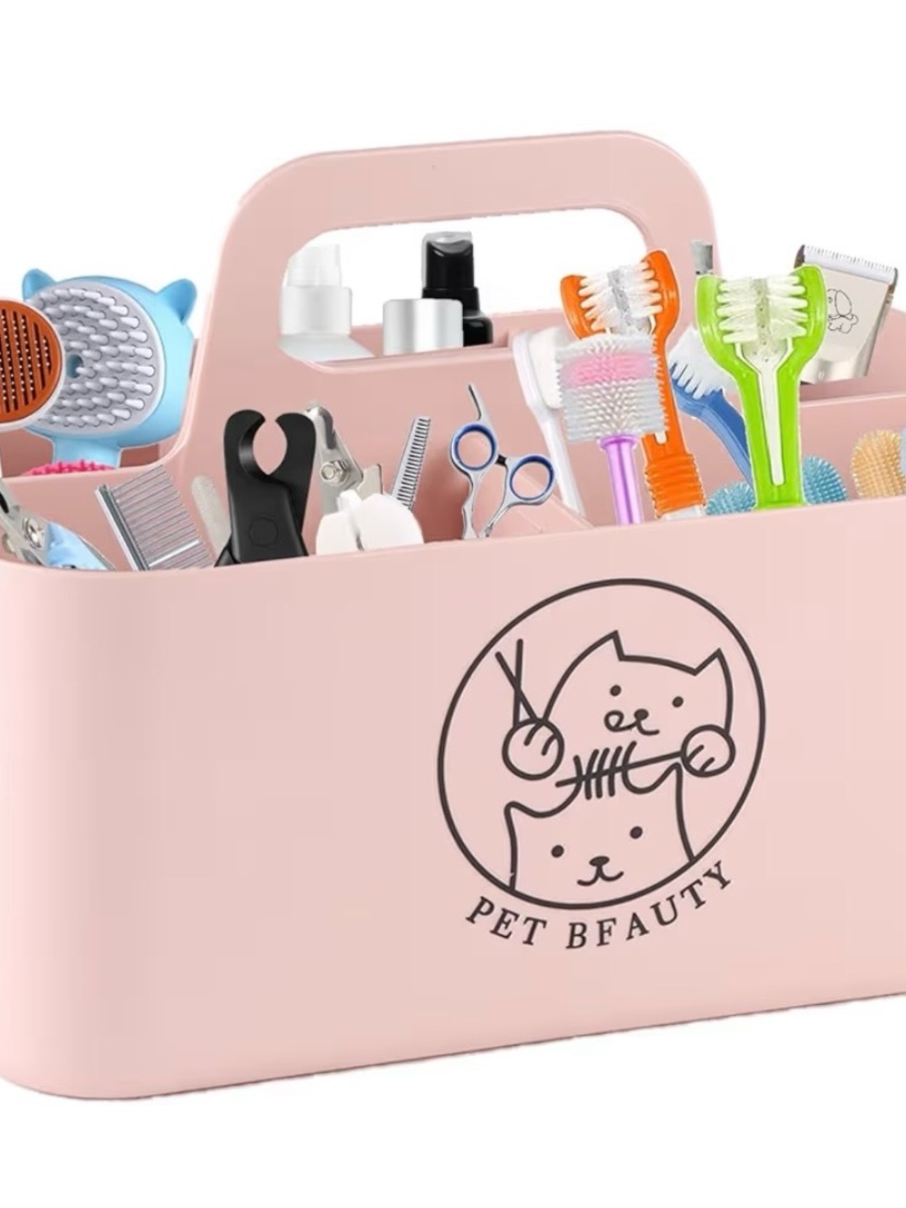 Pet Beauty Pink Grooming Caddy with Tools